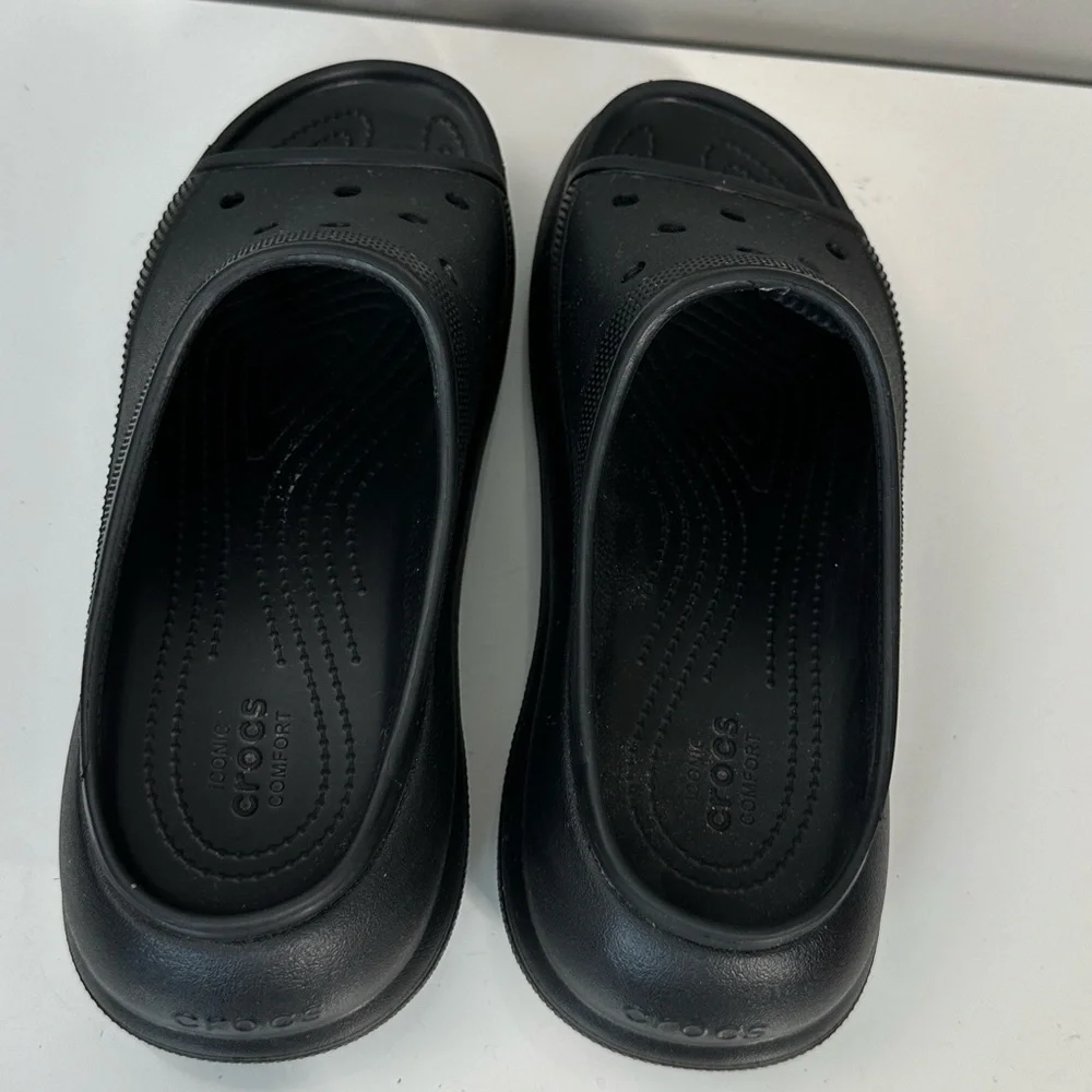 Crocs Classic Crush Slide Sandals Black Unisex Womens 12 Mens 10